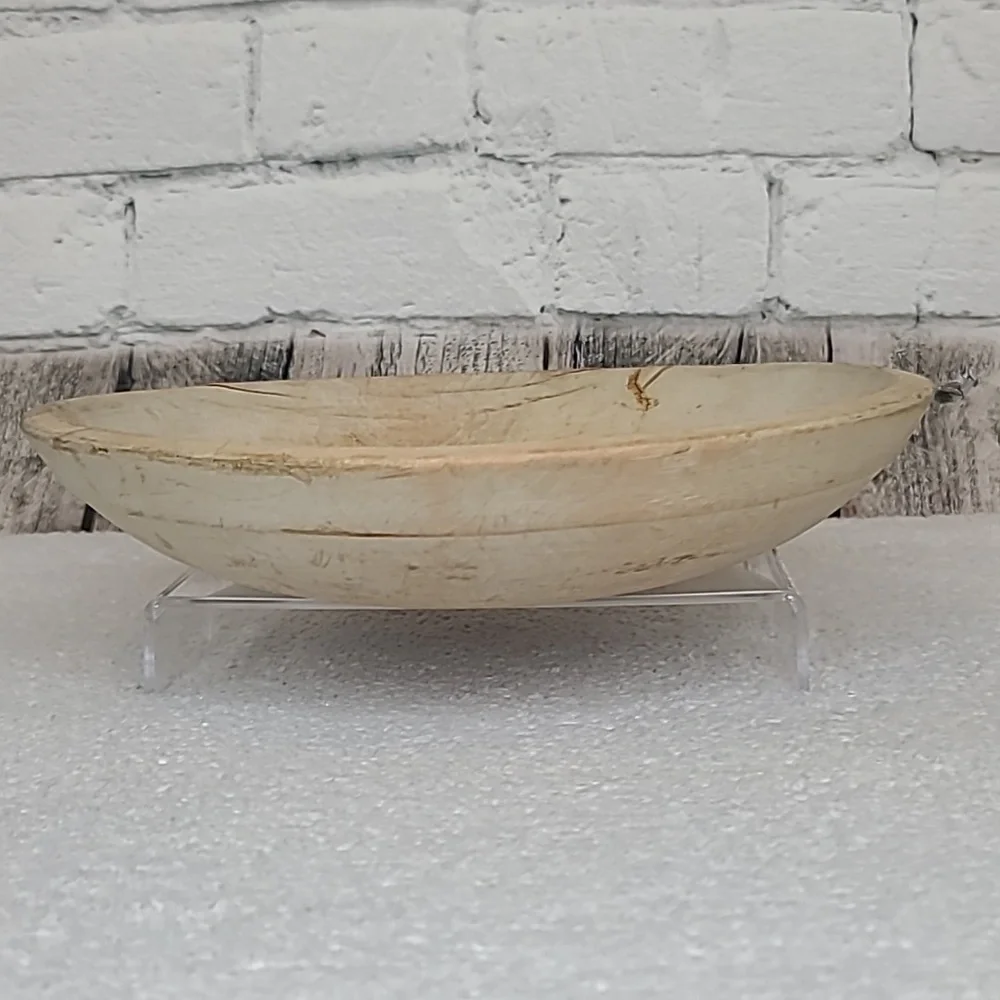 Vintage Farmhouse Mid Century Modern Wooden Large Hand Carved Dough/Salad Bowl